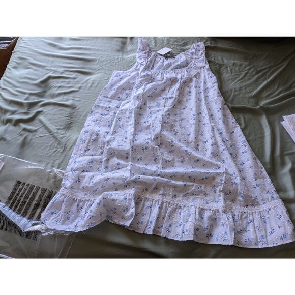 NWT Eileen WestTHE "ELIZABETH" NAVY FLORAL SWISS DOT SHORT NIGHTGOWN - Size S - Picture 1 of 8